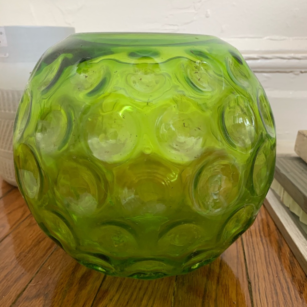Glass rose bowl